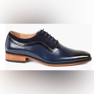 Men's Gino Vitale Navy Oxford Dress Shoes